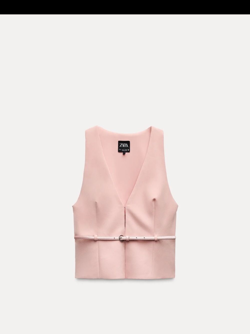 Zara Blush Pink V-Neck Belted Vest